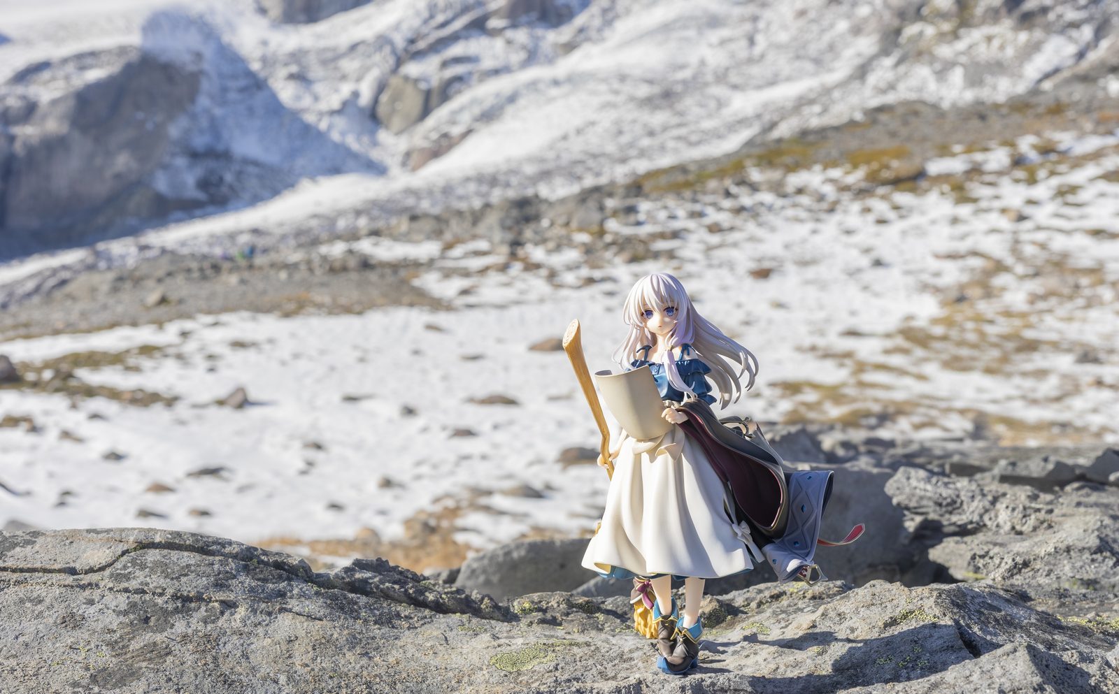 Figure on snowy mountain