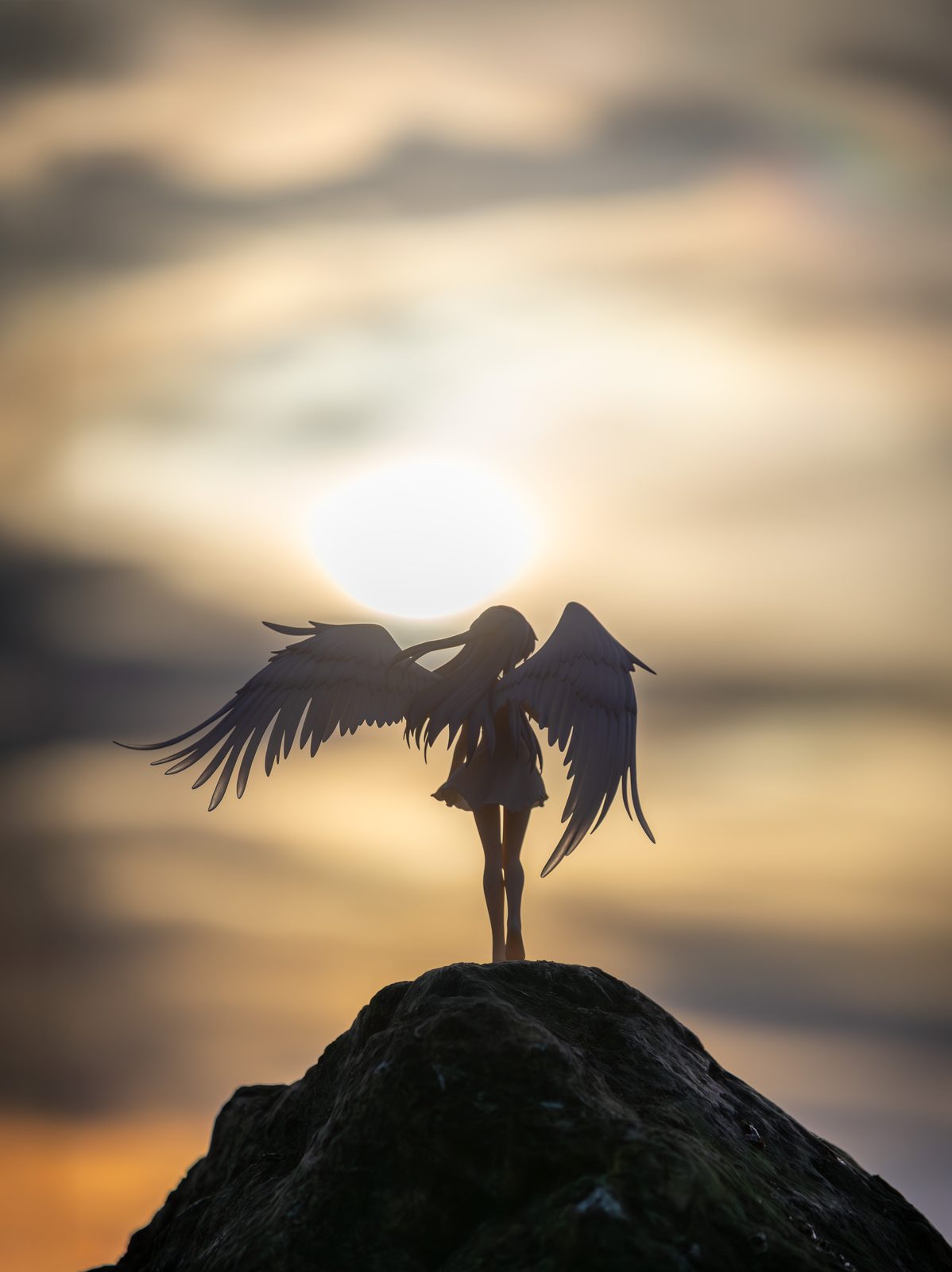 Winged figure silhouette